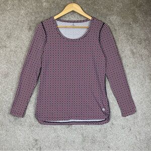 T by Talbots Shirt Womens Small Pink Blue Long Sleeve Pullover Stretch- 3230*